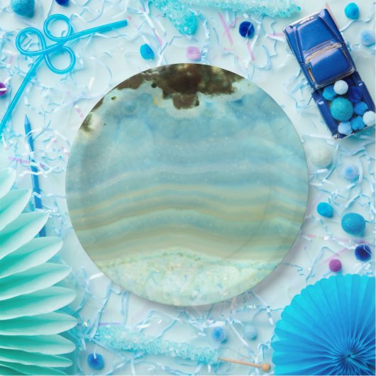 Blue Agate Gemstone Crystal Princess Pattern Papieren Bordje (Feest)