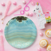 Blue Agate Gemstone Crystal Princess Pattern Papieren Bordje (Feest)