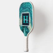 Blue Agate Geode Monogram & Name Persoonlijk Pickleball Paddle (Links)