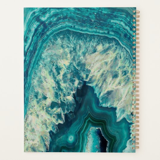 Blue Agate Geode Monogram Simple Modern Planner (Achterkant)