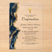 Blue Agate Gold-bevestiging Acryl Uitnodigingen (Voorkant)