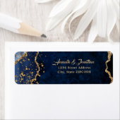Blue Agate Gold Confetti Glitter Wedding Etiket (Insitu)