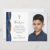 Blue Agate Gold First Communion Merci (Devant)