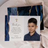 Blue Agate Gold First Communion Merci