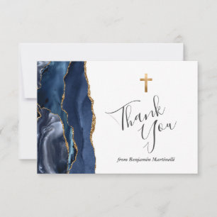 Blue Agate Gold First Communion Merci