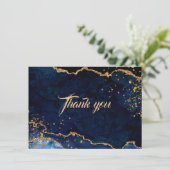 Blue Agate Gold Glitter Dust Weddenschap Hartelijk Bedankkaart (Staand voorkant)