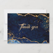 Blue Agate Gold Glitter Dust Weddenschap Hartelijk Bedankkaart (Voorkant)
