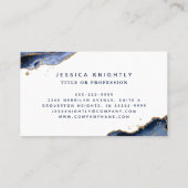 Blue Agate Gold Glitter Monogram Script Visitekaartje (Achterkant)
