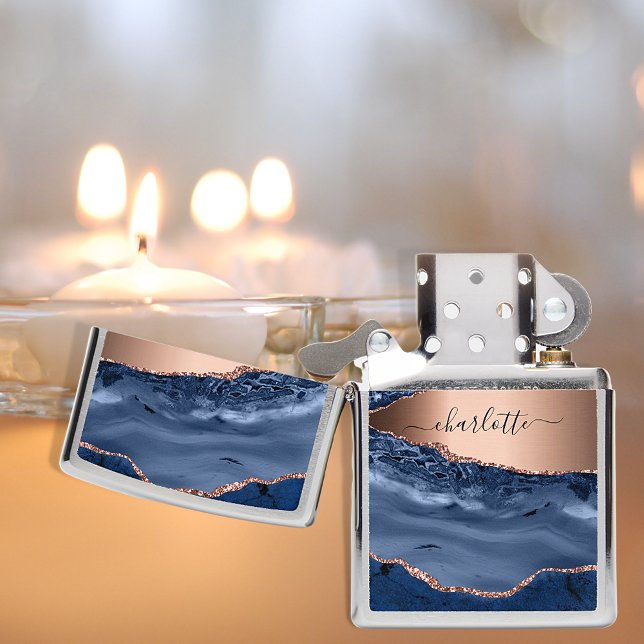 Blue agate marble roos gold name script (Creator heeft geüpload)