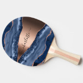 Blue agate marble roos gold name script tafeltennisbatje (Zijkant)