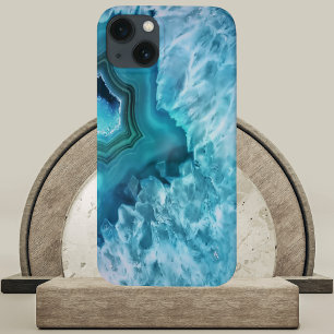 Blue Agate Semi Precious Gemstone Geode Crystal iPhone 13 Hoesje