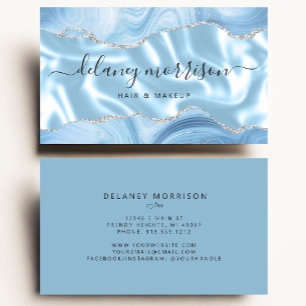 Blue Agate Silver Glitter Luxury Visitekaartje