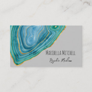 Blue Agate Slice Crystal Psychic Spiritueel Visitekaartje