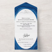 Blue Agate Sliced Wedding All In One Uitnodiging (Binnen)