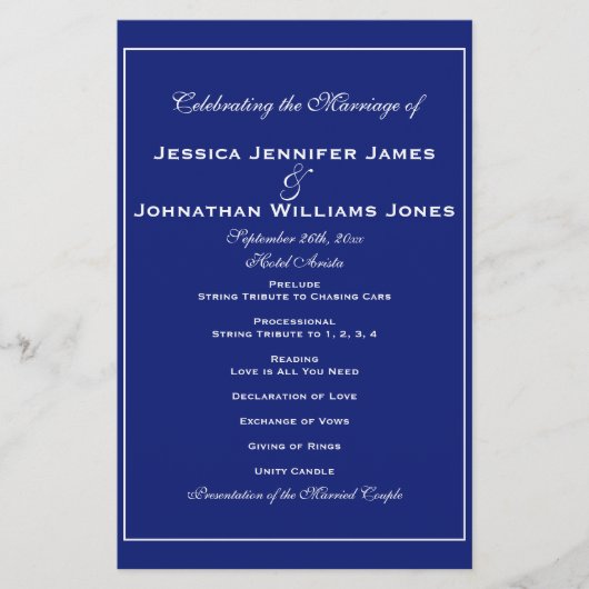 Blue Agate Wedding Programma's (Voorkant)