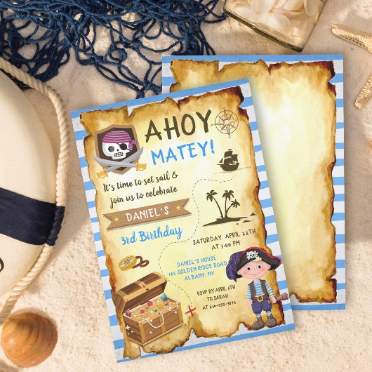 Blue Ahoy Carte des trésors Garçons Pirate Anniver