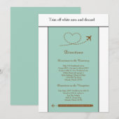 Blue Airplane Heart 3.5x6 Wedding Direction Card Kaart (Voorkant / Achterkant)