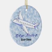 Blue Airplane Sky Pilot Keramisch Ornament (Rechts)