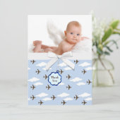 Blue Airplanes Baby Boy Photo Merci Cartes (Debout devant)