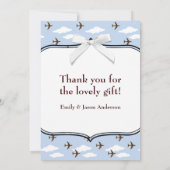 Blue Airplanes Baby Boy Photo Merci Cartes (Dos)