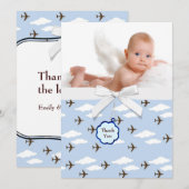 Blue Airplanes Baby Boy Photo Merci Cartes (Devant / Derrière)