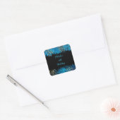 Blue Alcohol Ink Birthday Party Vierkante Sticker (Envelop)