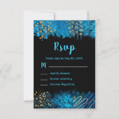 Blue Alcohol Ink Sweet 16 Birthday Party RSVP (Devant)