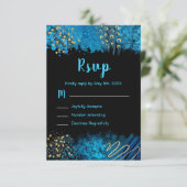 Blue Alcohol Ink Sweet 16 Birthday Party RSVP (Debout devant)