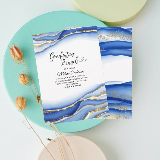 Blue Alcohol Ink Texture waterverf afstuderen br Kaart