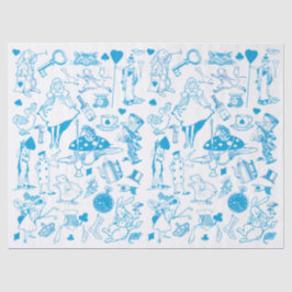 Blue Alice in Wonderland Pattern-ontkoppeling Tissuepapier