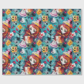 Blue Alice Tea Party thema Cadeaupapier (Vlak)