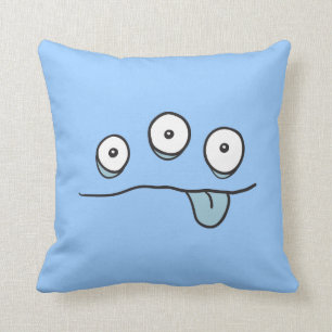 Blue Alien Monster Cushion Kussen