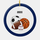 Blue All Star Sports Custom Keramisch Ornament (Achterkant)