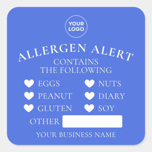 Blue Allergy Alert Bakery Cake Bread Food Sticker (Voorkant)