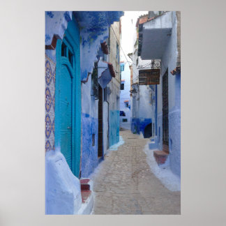 Blue Alley in Chefchaouen, Marokko Poster