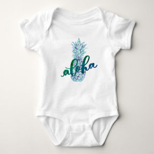 Blue Aloha Pineapple Baby Romper