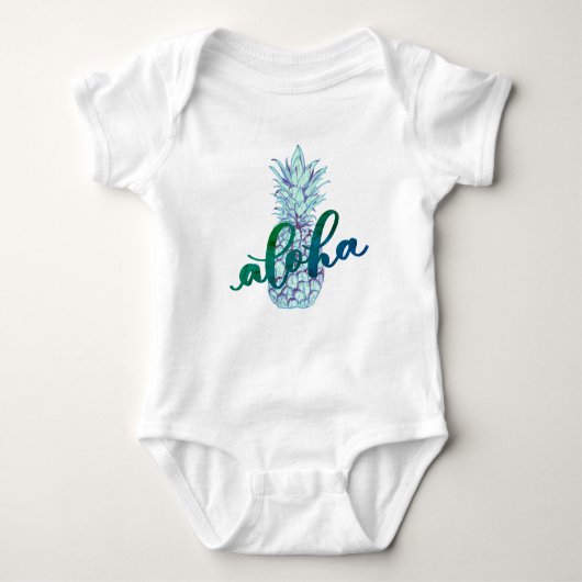 Blue Aloha Pineapple Baby Romper (Voorkant)