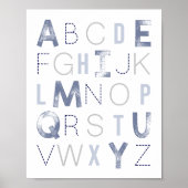 Blue Alphabet ABC Boy Nursery Decor Poster (Voorkant)