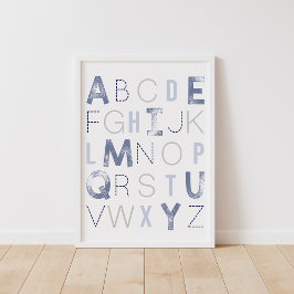 Blue Alphabet ABC Boy Nursery Decor Poster