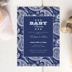 Blue American Bandana Baby shower Kaart