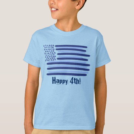 Blue American Flag Boys 4th July t-shirt (Voorkant)