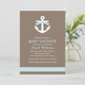 Blue Anchor Nautical Boy Baby shower Kaart (Staand voorkant)