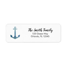Blue Anchor Nautical Painting Return Address Label