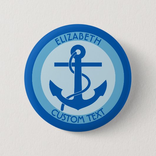 Blue Anchor Sailor Ronde Button 5,7 Cm (Voorkant)