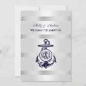 Blue Anchor Silver White Navy Vine Monogram 33 Kaart (Voorkant)