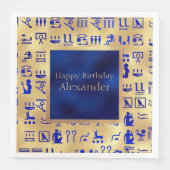 Blue Ancient Egyptian Hieroglyphics Art over goud Servet (Voorkant)