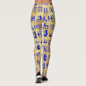 Blue Ancient Egyptian Hieroglyphics on Gold Leggings (Achterkant)