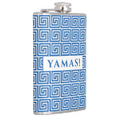 Blue Ancient Greek Key Meander Pattern Heupfles (Rechts)