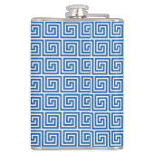 Blue Ancient Greek Key Meander Pattern Heupfles (Achterkant)