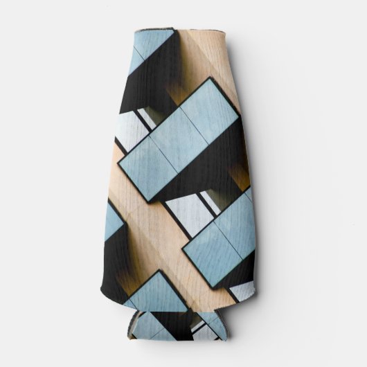 Blue and Beige Building Abstract Flesjeskoeler (Voorkant)